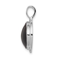Sterling Silver Rhodium-plated East-West Oval Onyx Cabochon Pendant view 2