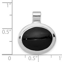 Sterling Silver Rhodium-plated East-West Oval Onyx Cabochon Pendant view 4