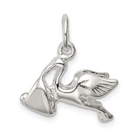 Sterling Silver Stork Charm with Baby view 4