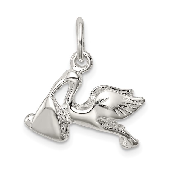 Sterling Silver STORK W/ BABY CHARM