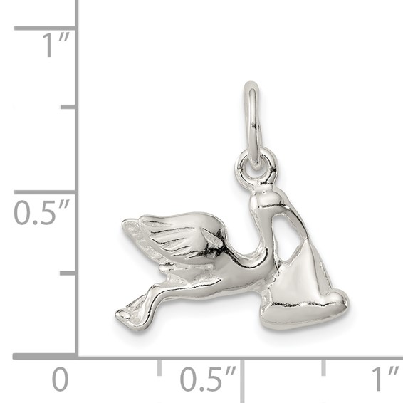 Sterling Silver STORK W/ BABY CHARM