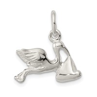Sterling Silver Stork Charm with Baby view 1