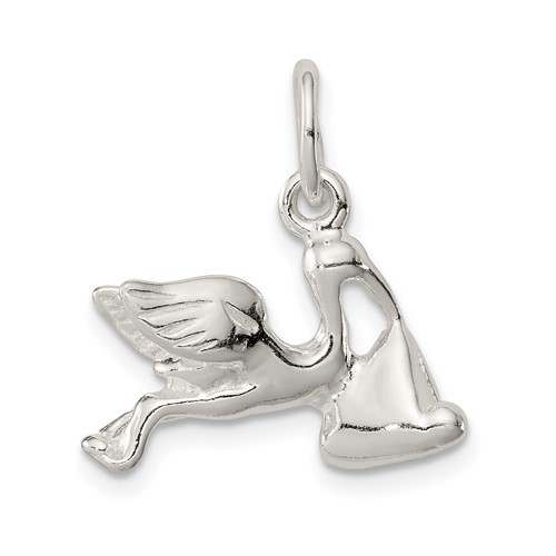 Sterling Silver Stork Charm with Baby