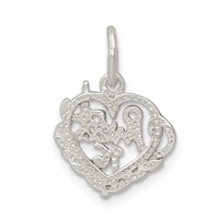 Sterling Silver Diamond-cut Sweet 16 Heart Charm view 3