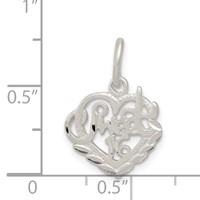Sterling Silver Diamond-cut Sweet 16 Heart Charm view 4