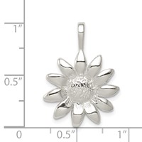 Sterling Silver Polished Sunflower Pendant view 3