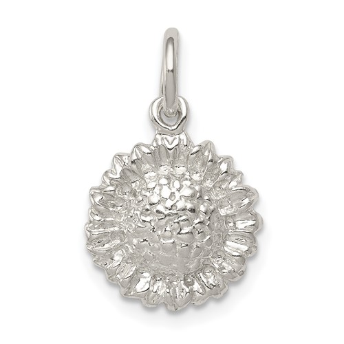 Sterling Silver Polished Sunflower Charm