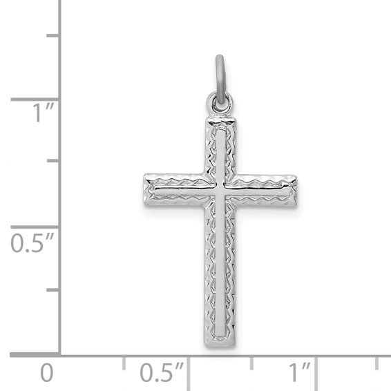Sterling Silver Platinum-plated Cross Charm