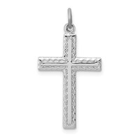 Sterling Silver Platinum-plated Cross Charm view 1