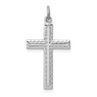 Sterling Silver Platinum-plated Cross Charm