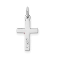 Sterling Silver Platinum-plated Enameled Cross Charm view 3