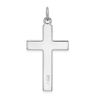 Sterling Silver Platinum-plated Satin & Polished Cross Pendant view 4