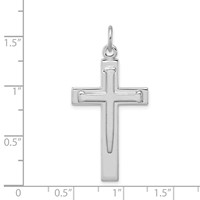 Sterling Silver Platinum-plated Satin & Polished Cross Pendant view 3