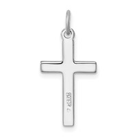 Sterling Silver Platinum-plated Heart Cross Charm view 4