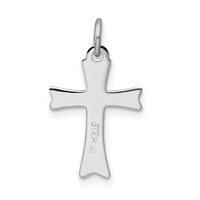 Sterling Silver Platinum-plated Black Enameled Cross Charm view 3