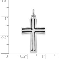 Sterling Silver Platinum-plated Enameled Latin Cross Charm view 4