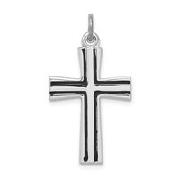 Sterling Silver Platinum-plated Enameled Latin Cross Charm view 1