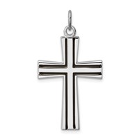 Sterling Silver Platinum-plated Enameled Latin Cross Charm view 1