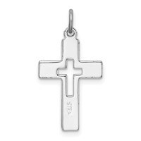 Sterling Silver Platinum-plated Cut-out Cross Charm view 4