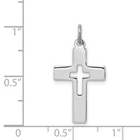 Sterling Silver Platinum-plated Cut-out Cross Charm view 3