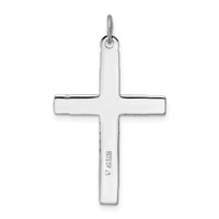 Sterling Silver Platinum-plated Enameled & Blue CZ Cross Pendant view 4
