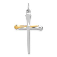 Sterling Silver Platinum-plated & Vermeil Nail Cross Pendant view 1