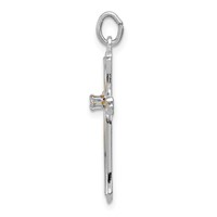 Sterling Silver Platinum-plated & Vermeil CZ Cross Pendant view 2