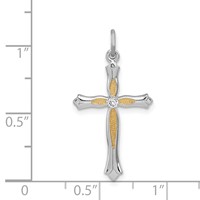 Sterling Silver Platinum-plated & Vermeil CZ Cross Pendant view 4