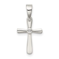 Sterling Silver CZ Cross Pendant view 1