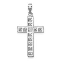 Sterling Silver Rhodium-plated CZ Cross Pendant view 4