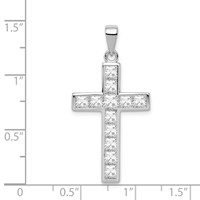 Sterling Silver Rhodium-plated CZ Cross Pendant view 3