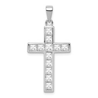 Sterling Silver Rhodium-plated CZ Cross Pendant view 1