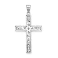 Sterling Silver Rhodium-plated CZ Latin Cross Pendant view 4