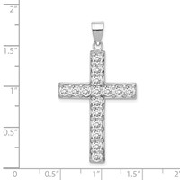Sterling Silver Rhodium-plated CZ Latin Cross Pendant view 3