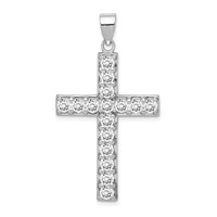 Sterling Silver Rhodium-plated CZ Latin Cross Pendant view 1