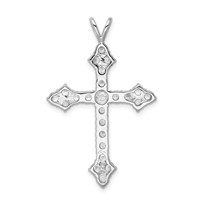 Sterling Silver Rhodium-plated CZ Cross Pendant view 3