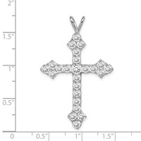 Sterling Silver Rhodium-plated CZ Cross Pendant view 4