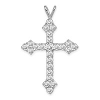 Sterling Silver Rhodium-plated CZ Cross Pendant view 1