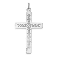 Sterling Silver Platinum-plated Cross Lord's Prayer Pendant view 3