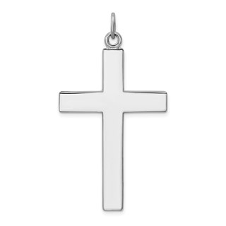 Sterling Silver Platinum-plated Cross Lord's Prayer Pendant