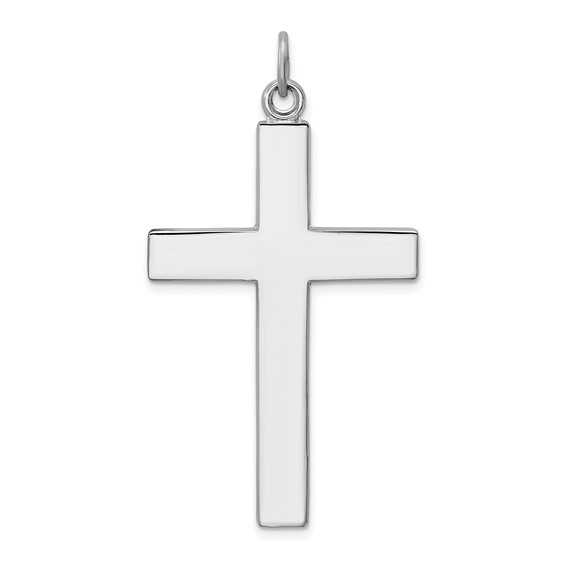 Sterling Silver Platinum-plated Cross Lord's Prayer Pendant