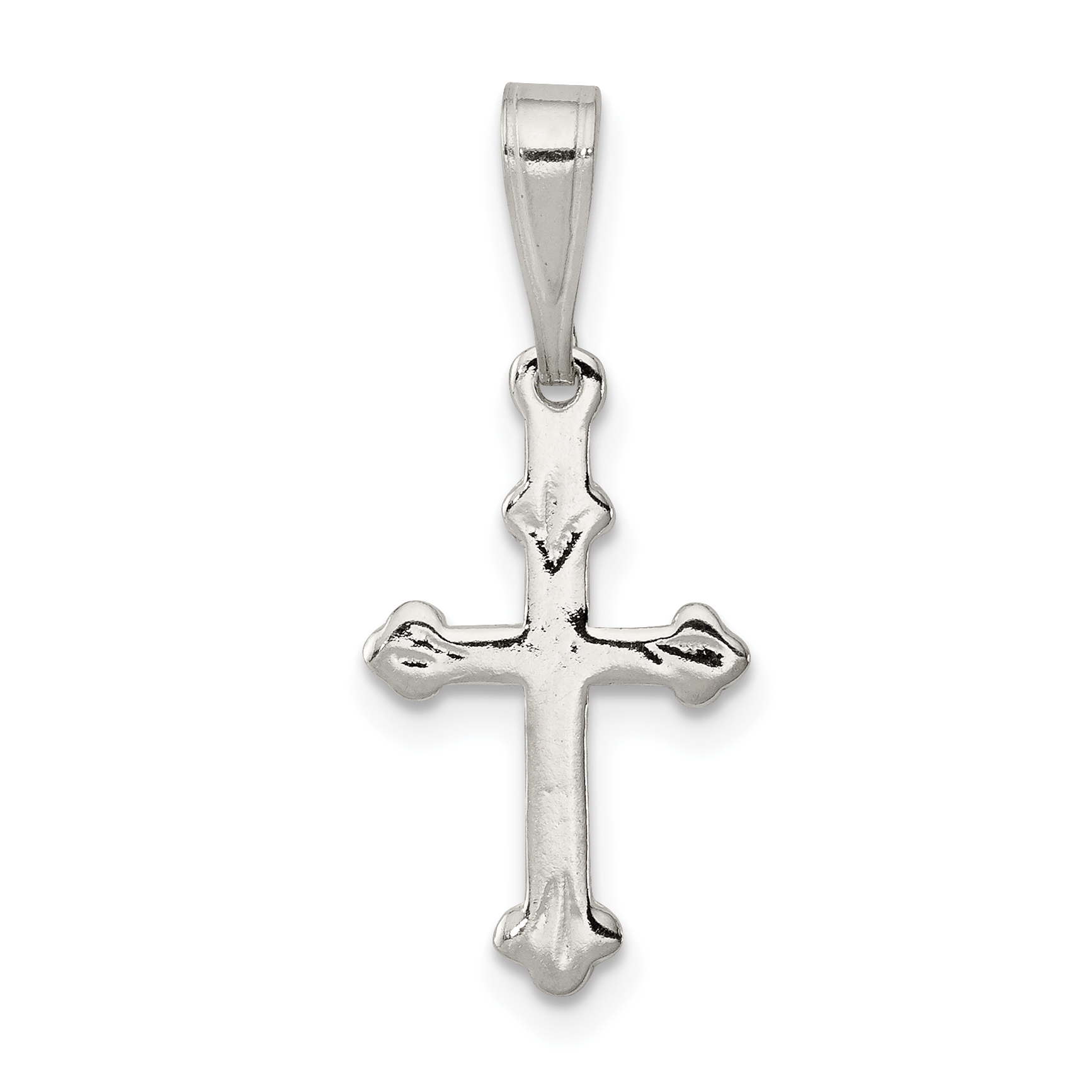 Sterling Silver Budded Cross Charm (QC3340)