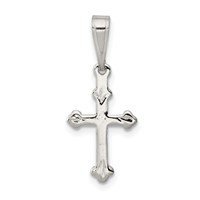 Sterling Silver Budded Cross Charm view 1