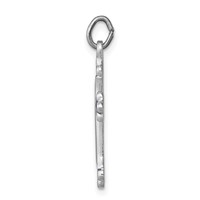Sterling Silver Platinum-plated Blue Enameled Budded Cross Charm view 2