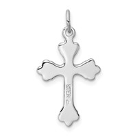 Sterling Silver Platinum-plated Blue Enameled Budded Cross Charm view 4