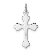 Sterling Silver Platinum-plated Pink Enameled Budded Cross Charm view 4