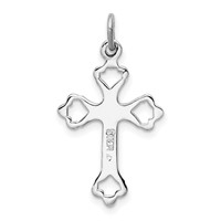 Sterling Silver Platinum-plated Budded Cross Charm with CZ view 4