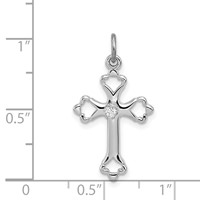 Sterling Silver Platinum-plated Budded Cross Charm with CZ view 3