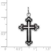 Sterling Silver Platinum-plated Enameled Cross Pendant view 3