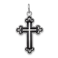Sterling Silver Platinum-plated Enameled Cross Pendant view 1